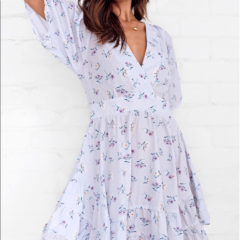 NWT Cupshe Chrystal Short Length Ruffle Half Sleeves A-shape Dress